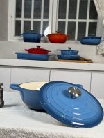 قابلمه چدن(داچ آون) طرح وک رنگ آبی - Image 3