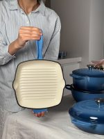 تابه گریل چدن رنگ آبی